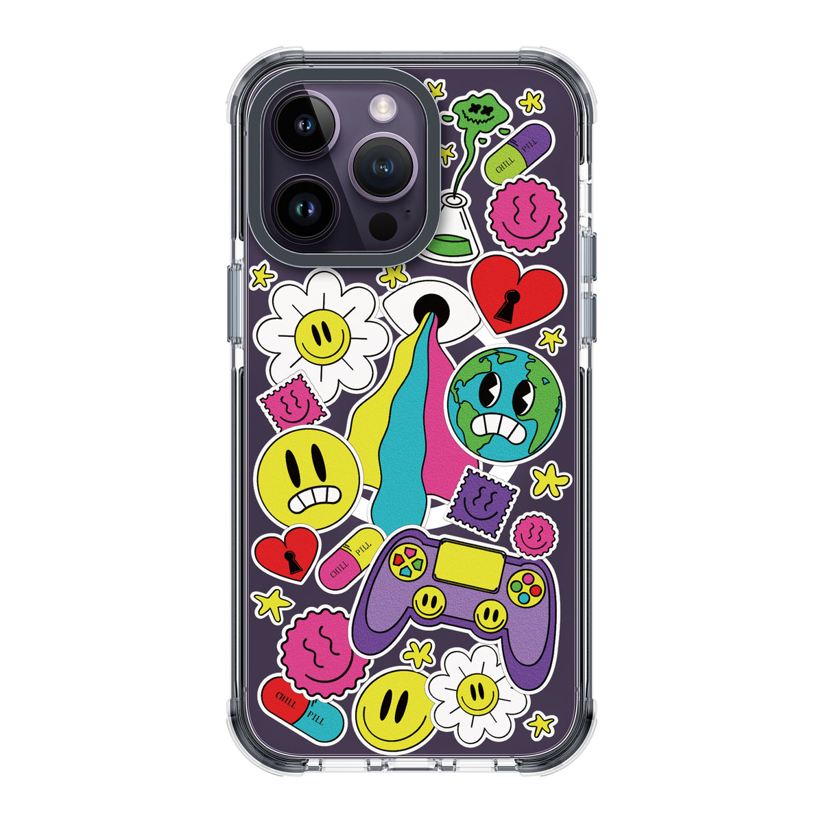 UV Printing 2 Game World Crystal & Black TPE Bumper Case
