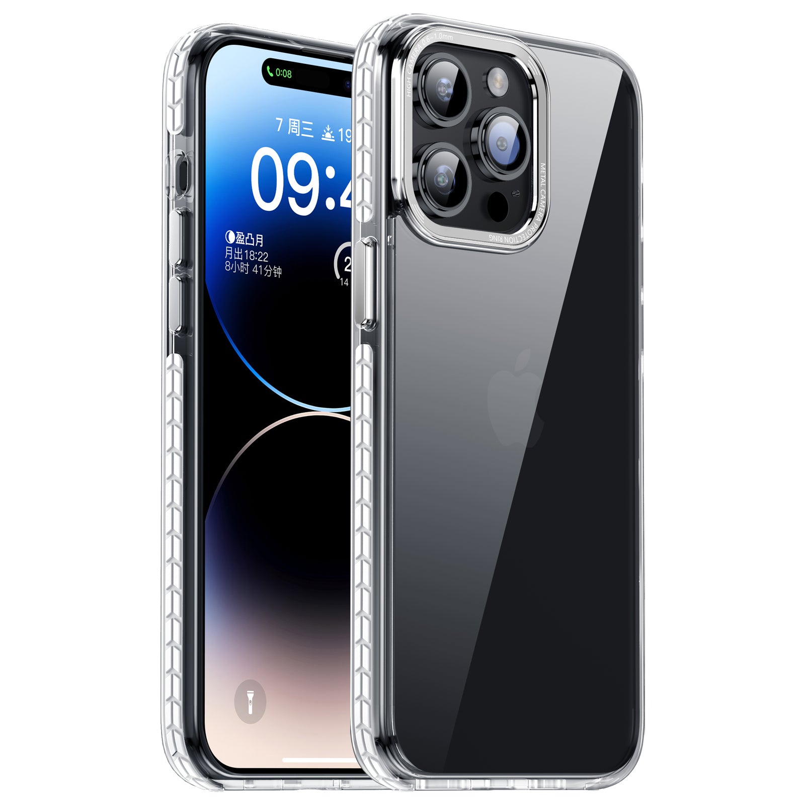 iPhone 15 Crystal & Black/White  TPE Bumper Shockproof Case