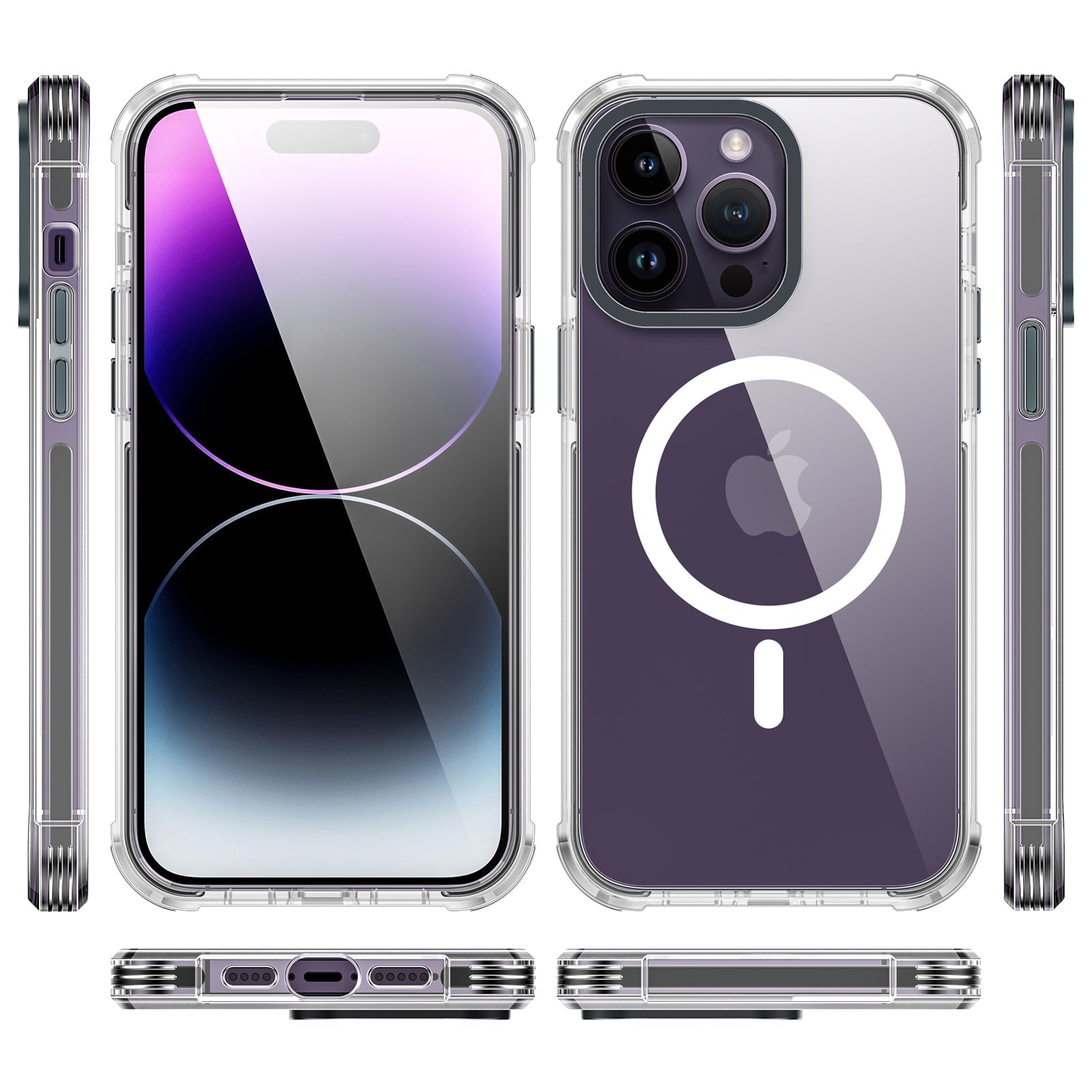 Blue Purple Immersion dyeing Crystal & Black TPE Bumper Shockproof Case